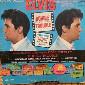 Elvis Double Trouble LPM-3787 vinyl records. The cover has wear